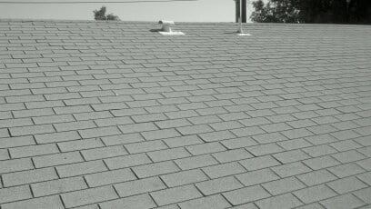 Wind damaged shingle roof