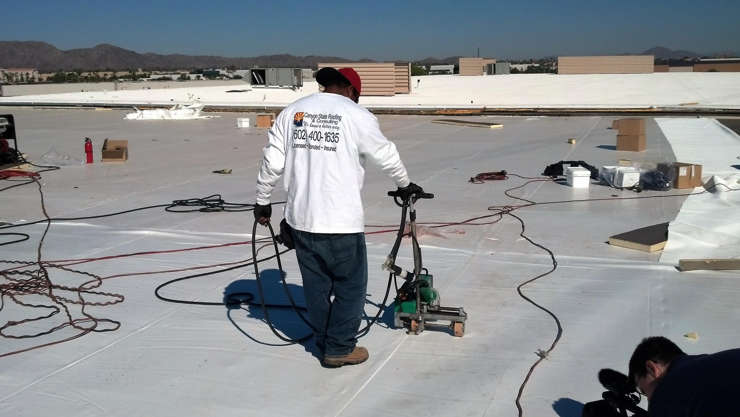 Roofers Installing Duro-Last Roof Membrane in Phoenix, AZ