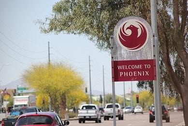 Welcome sign to the town of Phoenix AZ