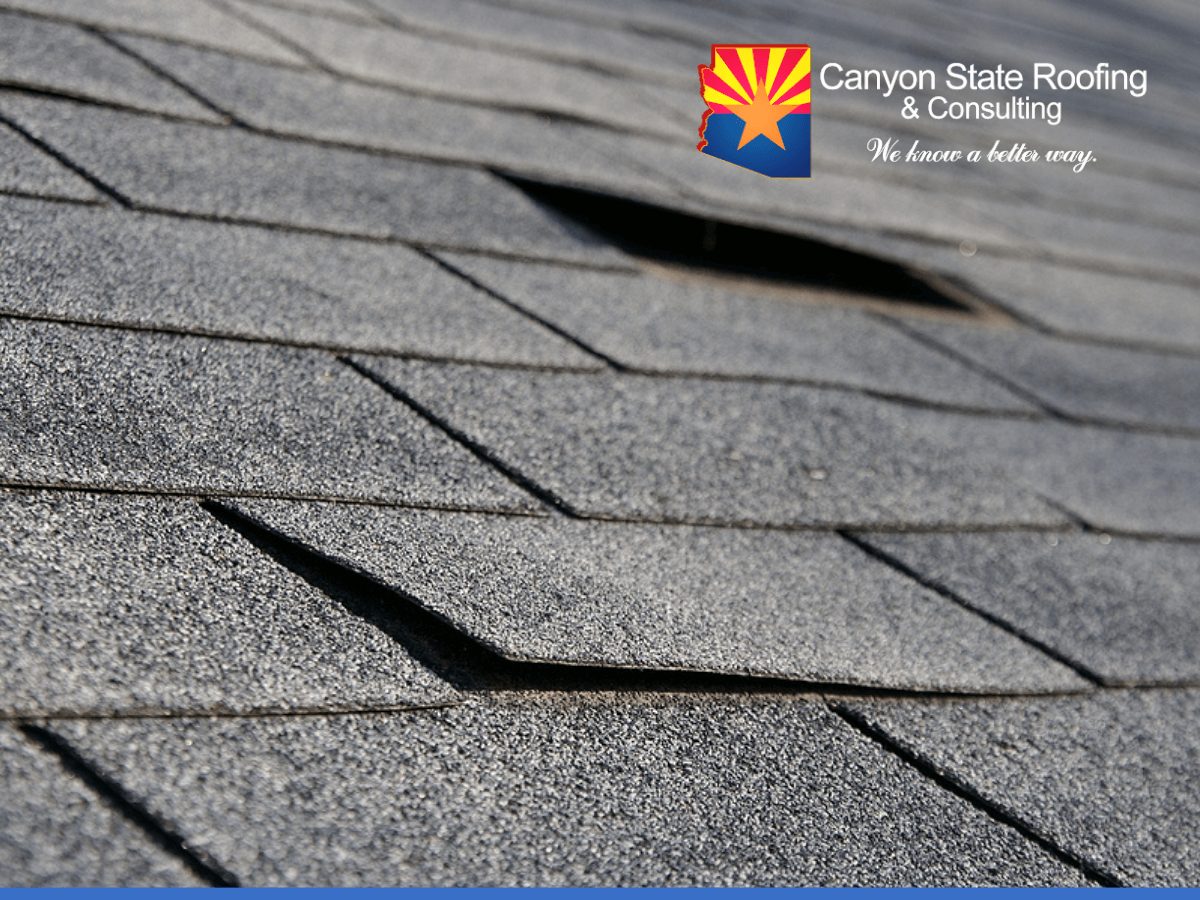 Damaged shingle roof Arizona home