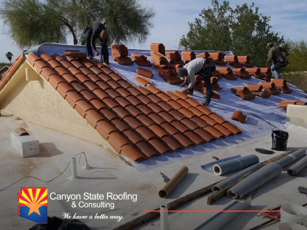 The certified and experienced roofers at Canyon State Roofing and Consulting installing a new roof in Phoenix